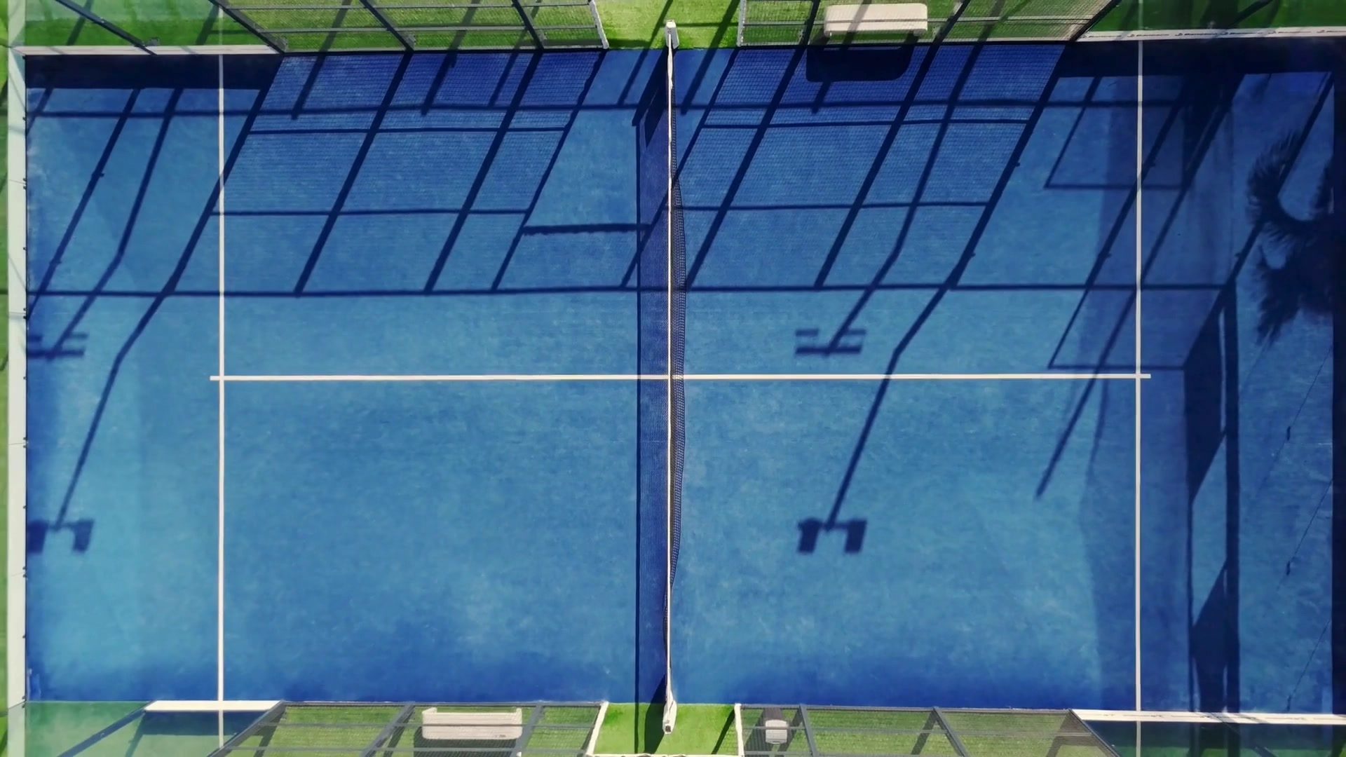 Aerial view of an indoor padel court